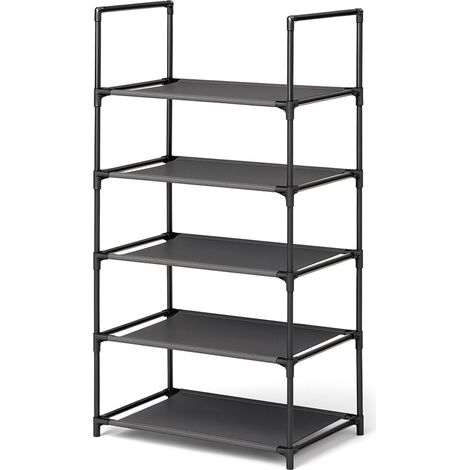 Etagere Chaussure, 5 Niveaux, (28 x 45 x 89 cm), étagère à Chaussures Haute et étroite, Plastique, Verticale, Show Rack (5 Niveaux) (1/5)