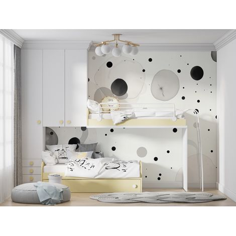 Papier peint noir et blanc bulles abstraites 1 - 150 x 250 cm (1/2)