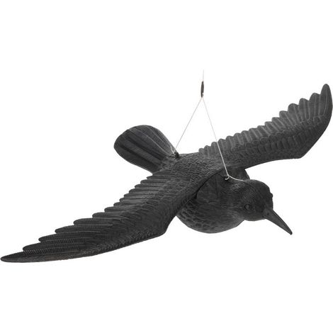 1PZ STATUETTA SCACCIA VOLATILI A FORMA ANIMALE Corvo in piedi - cm 35 x 19 x 13