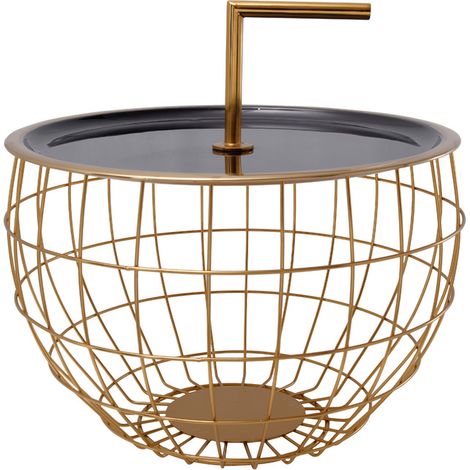 Tavolino Art Deco 520 in ferro nero con manico dorato (1/3)