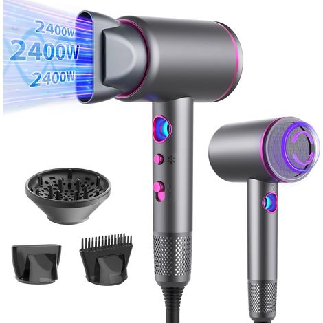 Sèche-Cheveux Ionique, 2400W, Sèche-cheveux Voyage, Hair Dryer Puissant 3 Températures/ 3 Vitesses, seche Cheveux Boucle, Seche Cheveux Silencieux Con 3 annexe (1/5)