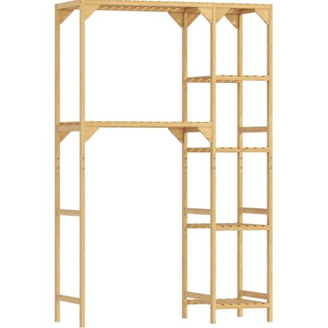 Bambusregal über der Waschmaschine mit 7 Ablagen 100 x 40 x 157 cm (1/3)