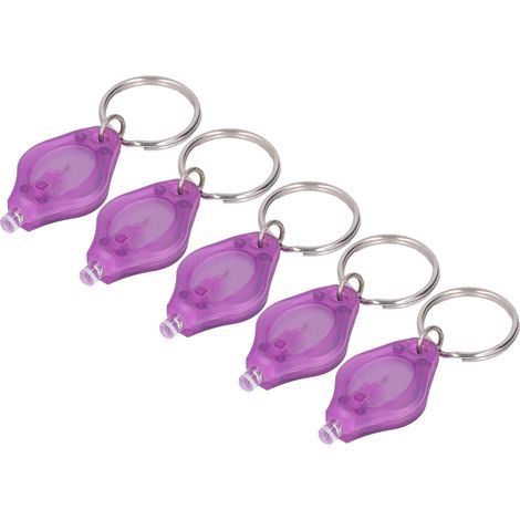 Lot de 5 mini porte-clés UV (longueur d'onde 365 nm et 395 nm) à LED violette portable, lampe torche UV (1/5)