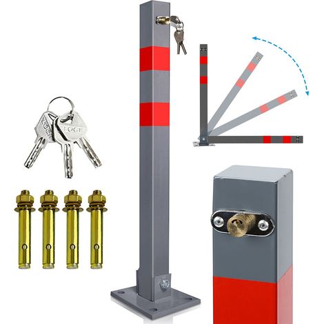 Barra dissuasore quadrata anti parcheggio sosta auto pieghevole con lucchetto (1/5)