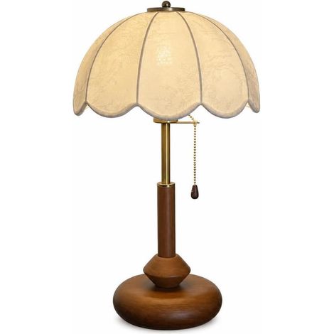 Table Lamp with Romantic Floral Fabric Shade, Decorative Wooden Table Lamp, Lighting Fixture for Bedroom, style to 1 (1/5)