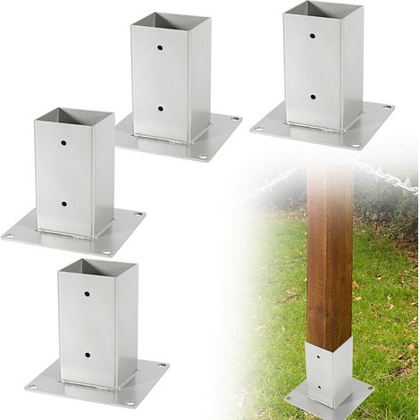 Randaco Piede per palo quadrato da giardino, 4x pali quadrati in legno, supporto per palo per recinzione, carport e pergola - 80 x 80 mm