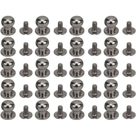 20 rivets en laiton à tête ronde 9x8mm pour la fabrication d'un sac à chaussures en cuir, couleur canon de fusil (1/5)