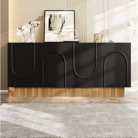 Sideboard 4 Türen mit Stauraum 160x38x75 cm Schwarz OKMYHOME (1/5)