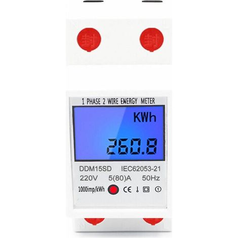 GROOFOO-Single phase electricity sub meter, Single tariff, LCD display, white (1/4)