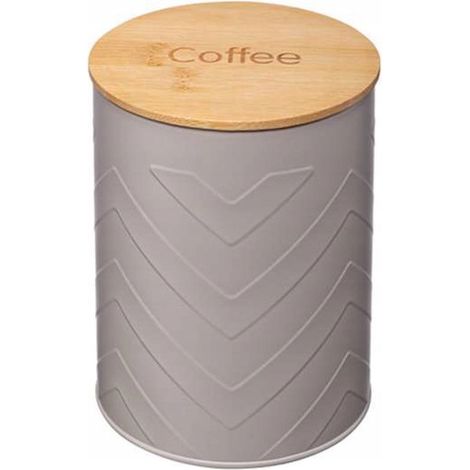 Metallbehälter Kaffeedose GOMERO beige matt Bambusdeckel 1 Stück. (1/2)