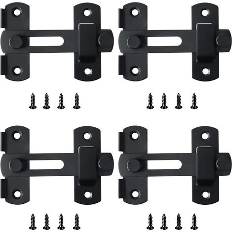 Verrous de porte à 4 vantaux - 180°, verrou de porte coulissante, acier inoxydable - pour porte, armoire, tiroir - 100 x 70 mm - noir (1/4)