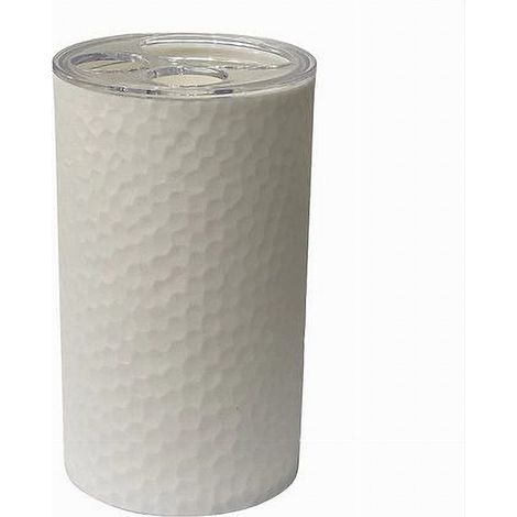 Cleafe - Porta Spazzolini Bicchiere Accessorio Arredo Bagno Bianco Lavorato 3 Fori 79174 - (1/5)
