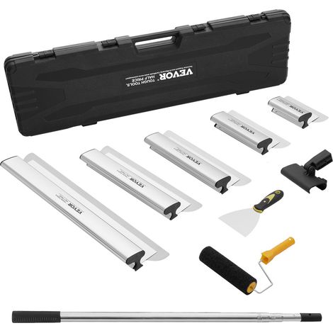 Kit lames d'écumage pour cloisons sèches, lames d'écumage 178/254/356/406/610 mm manche d'extension 862-2072 mm, couteau inox pour revêtement de gypse, pour plaques de plâtre, plaques murales (1/5)