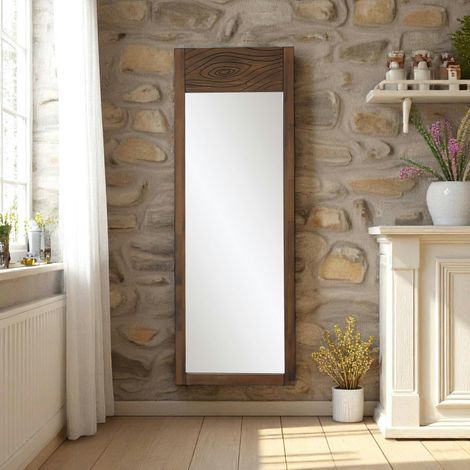 Miroir vertical en bois foncé - motif tronc d'arbre HILO (1/5)