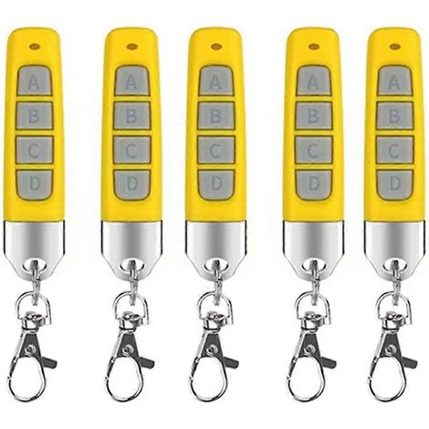 5er-Pack kompakte 433-MHz-Funk-Duplikatoren mit Fernbedienung für Garagentore und Einfahrtstore – Universell kompatibel – Gelb (1/5)