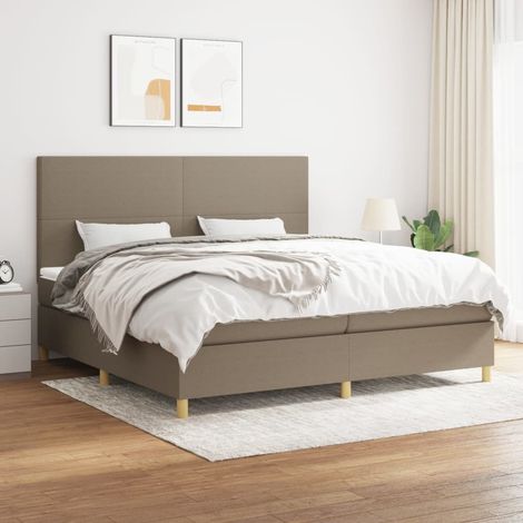 Sommier à lattes de lit avec matelas Taupe 200x200 cm Tissu (1/5)
