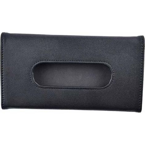 Boîte à mouchoirs pour pare-soleil de voiture, boîte à mouchoirs en cuir à clipser, adaptée aux pare-soleil de voiture, aux sièges arrière et aux accessoires de voiture (noir). (1/5)