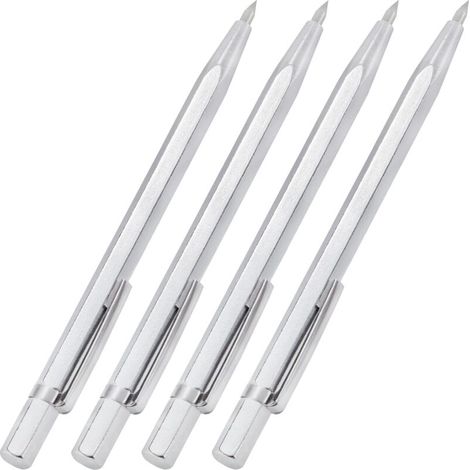 Pointe à Tracer en Carbure de Tungstène Stylos à Tracer en Métal Stylos de Gravure en Alliage pour Plaque en Céramique/Métal/Verre 4 Pièces Trusquin