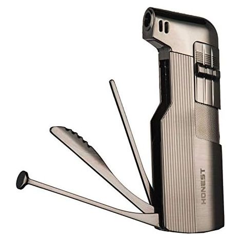 Briquet de Tuyau, Flamme Douce, Briquet à gaz Rechargeable au Butane avec Outils de tuyauterie, idée Cadeau du père(Noir) (1/5)
