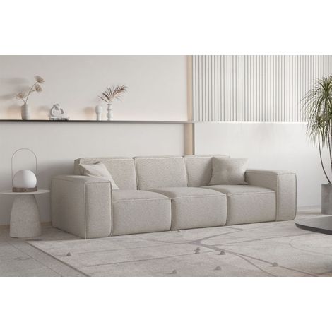 Sofa Designersofa CELES PREMIUM 3-Sitzer in Stoff Ascot Bukla Beige (1/3)