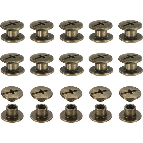 60 Jeu Chicago Screws M5 x 4mm Acier Au Carbone Ton Bronze (1/5)