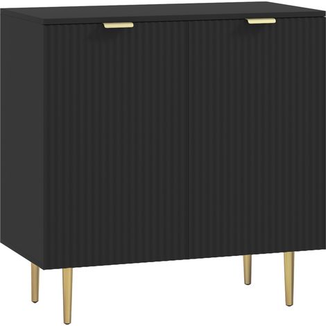 Buffet Ceria 2 portes effet cannelé métal doré noir (1/5)