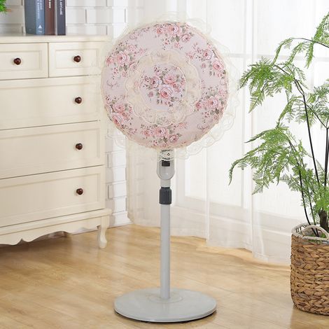 Housse anti-poussière pour ventilateur de bureau, motif dentelle champêtre (trois fleurs roses, 48 cm x 48 cm, taille unique) (1/2)