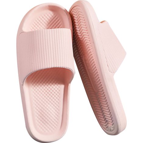 Pantoufles de salle de bain antidérapantes, semelle épaisse et souple intégrée, légères, roses, pointure 40/41 (25 cm/9,8 po)