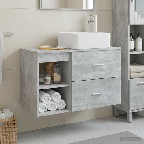 vidaXL Badezimmermöbel-Set 2 pcs Betongrau Holzwerkstoff (1/5)