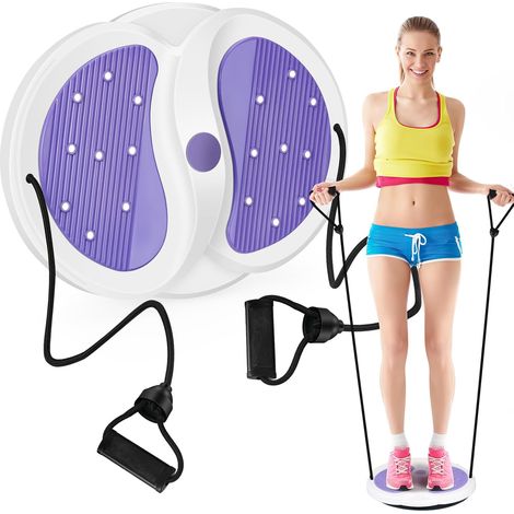 Disque de torsion pour la taille - 1 pièce - Plastique ABS - Exercices pour la taille et les hanches - Fitness à domicile - 28 cm (violet avec aimant, calculatrice et corde de traction) (1/5)