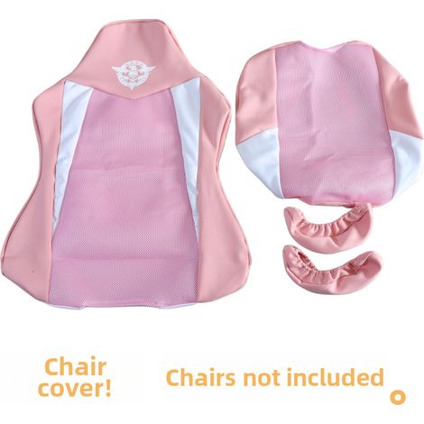 Funda para silla de eSports con reposabrazos largos, fabricada en malla elástica gruesa y transpirable, a juego con los colores de tu sala de juegos online (rosa y blanco, altura del respaldo: 80-88 c (1/5)