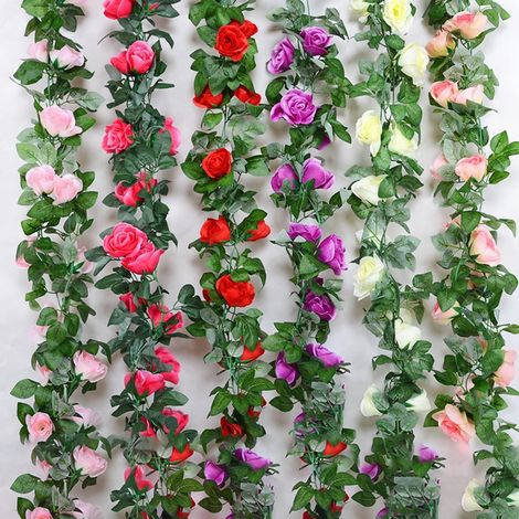 Guirlande Artificielle De Roses - 220 cm - Fleur En Tissu - Pour Décoration Mariage Bureau Jardin Intérieur - 1 Pièce (1/5)
