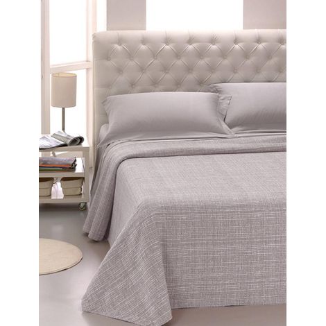Copriletto Matrimoniale in Jacquard Tinto Filo Cober Ibiziano Grigio Perla