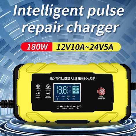 Intelligentes Impulsreparatur-Ladegerät 12V/24V 180W mit LCD-Display, Mehrfachschutz/Flammschutz H