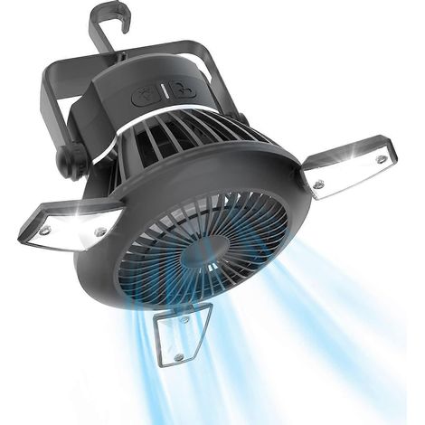 Ventilateur de camping portable et léger, ventilateur de tente rechargeable, ventilateur solaire avec crochet de suspension, ventilateur de bureau USB (1/5)