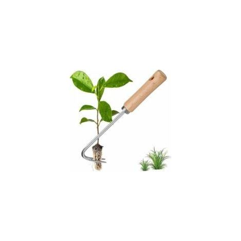 Outil de Désherbage en Acier Inoxydable, Désherbeur Manuel Herbe Jardinage avec Poignée Bois Désherbeur en Acier Inoxydable Extracteur de Mauvaises Herbes, pour Désherber Votre Jardin (1/5)