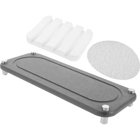 Plateau D’évier en Diatomite à Séchage Rapide avec Porte-savonnette, Bac Absorbant pour Évier Cuisine et Salle de Bain, Tapis Organisateur Étanche, Lot de 2 Set de Pièces, Couleur'-'- (1/5)