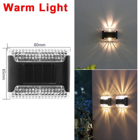(Lumière chaude-B) Lampe solaire murale LED étanche, éclairage solaire vers le haut et vers le bas, compatible avec la décoration extérieure de jardin, clôture et escaliers. (1/5)