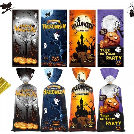 Sachets à friandises d'Halloween  50 sachets en cellophane aux motifs effrayants  Décorations de fête d'Halloween (1/5)