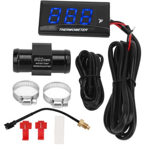 Jauge de Température de l'eau de Moto, Boîtier ABS DC12V M10 Jauge de Température de l'eau étanche Précise Ultra Mince pour Modification (Bleu) (1/4)