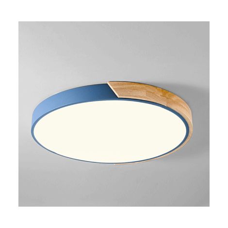 Suspension en acrylique 30 cm - Abat-jour rond avec lumière blanche chaude, LED 24 W (220 V), convient pour les couloirs, les cuisines, les chambres ou les salles à manger (bleu) (1/4)