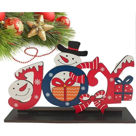 Panneau de table de Noël en bois AURA - centres de table de Noël suspensibles avec un petit, pour la décoration de Noël à la maison, (JOY) (1/5)
