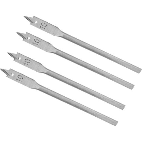 Jeu de 4 forets plats pour bois, outils de perçage en acier au carbone à 3 pointes, 10 mm (1/5)