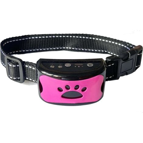 Wiederaufladbares Anti-Bell-Halsband für Hunde, Trainingshalsband für kleine, mittelgroße und große Hunde mit 2 Vibrations- und Tonmodi und 7 Empfindlichkeitsstufen, rosarot (1/5)