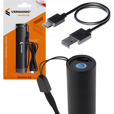 Handliche SMD-LED-Taschenlampe, 100 lm, USB-C-wiederaufladbar, VERGIONIC