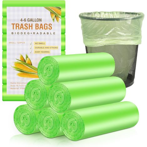 Sac Poubelle 20L 120 Sacs Poubelle Résistant Étanchéité Sacs à Ordures de Cuisine, Sac de Déchets Alimentaires pour Cuisine, Maison, Bureau W50xH60cm, Vert (1/5)