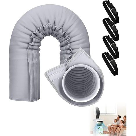 Housse isolante pour tuyau de climatiseur, protection de gaine pour climatiseur portable (usage intérieur et extérieur), 150×53cm, gris (1/5)