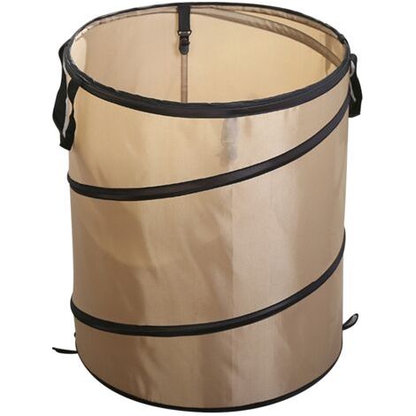 Poubelle de camping pliable en tissu Oxford, idéale pour balcon et jardin, marron clair, modèle D34 petit avec clip en S.