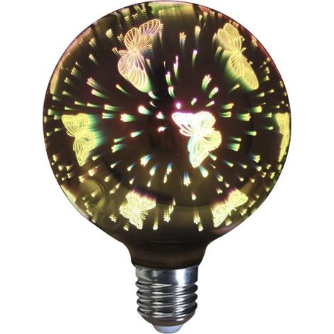 LAMPARA DECORATIVA 3D FILAMENTO LED GLOBO EFECTO MARIPOSA E27 4W 320º 230V