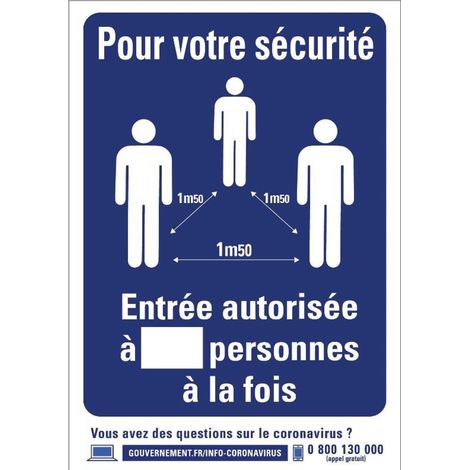 PROVOST - Panneau adhésif PVC - Lot de 5 - Limitation d'accès et nombre d'entrées autorisées